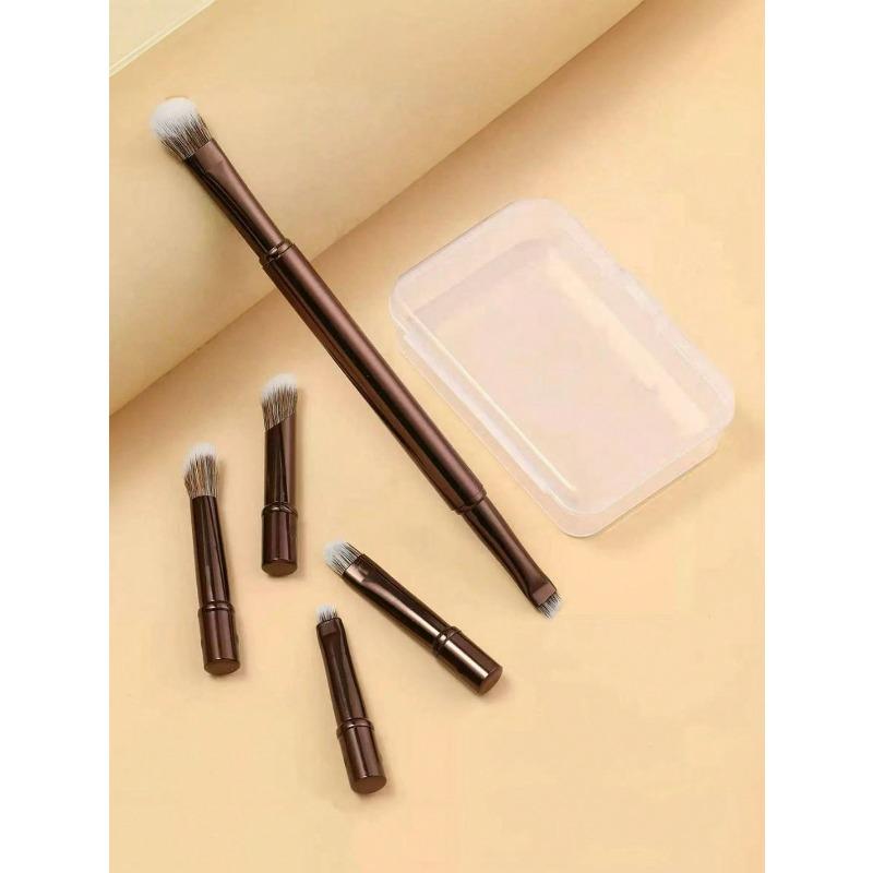 6pcs Portable Makeup Brush Set, Detachable Brush Heads, Mini Travel Makeup Brushes Nose Contour Brush, Concealer Brush, Eyeshadow Brush