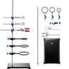 Lab Stand Support, Laboratory Retort Support Stand Set, Steel Lab Stand 23.6" Rod and 8.3" x 5.3" Cast Iron Base, Includes Flask Clamps, a Burette