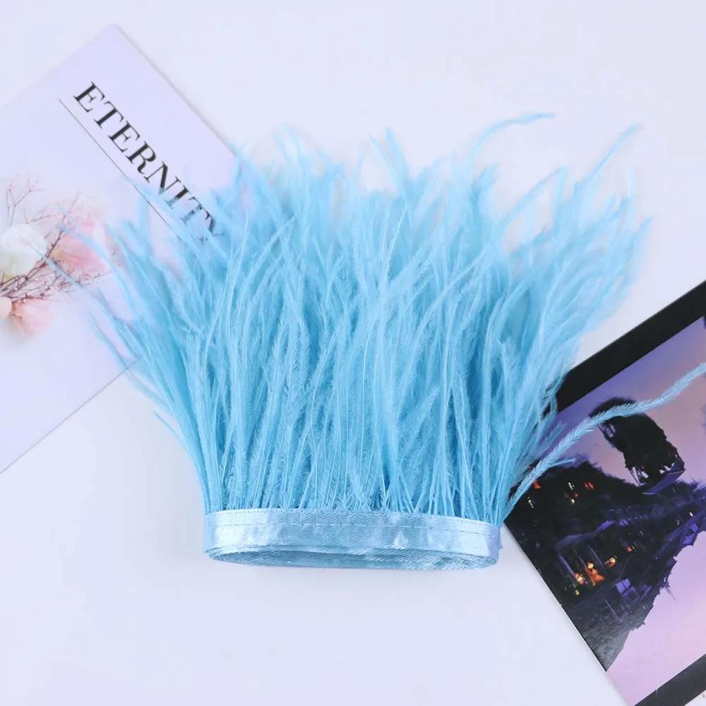 Feather53 Color Ostrich Feather Trim Ribbon 10-15cm 1M for Crafts Wedding Dresses Carnival Costume Home Decoration Sewing Accessories