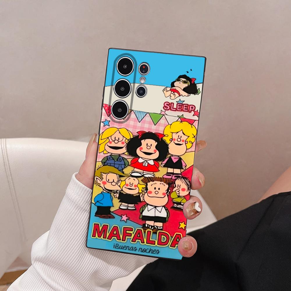 Cartoon M-Mafalda Cute Girl Phone Case For Samsung Galaxy S25 S24 S22 S23 Ultra S21 S20 Plus 5G Frosted Non-Slip Full Soft Cover