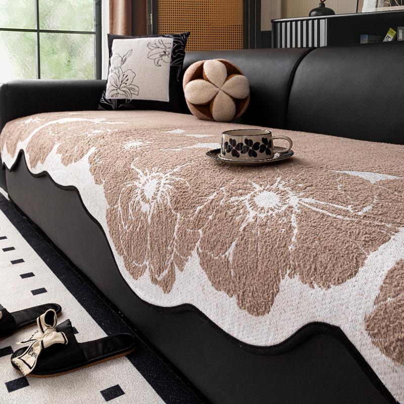 Special-Shaped Leather Sofa Cushion  New Autumn And Winter Light Luxury High-End Sofa Seat Cushion Non-Slip Leather Sofa Cover Cover Cloth