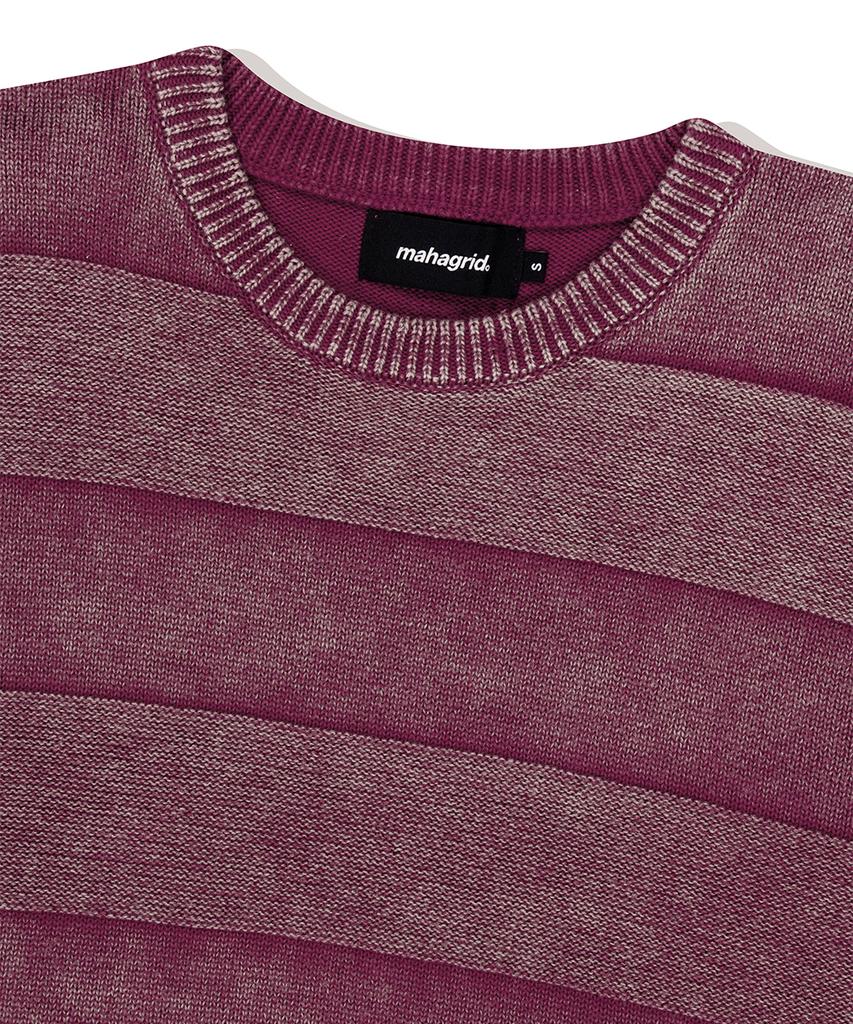 MAHAGRID Washed Stripe Knit Pink(Mg2Esmk600A)