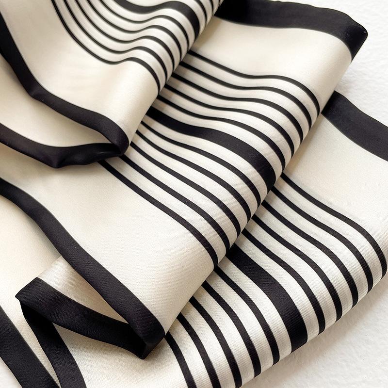 Lenço longo de seda listrado para prender o cabelo de mulher de escritório