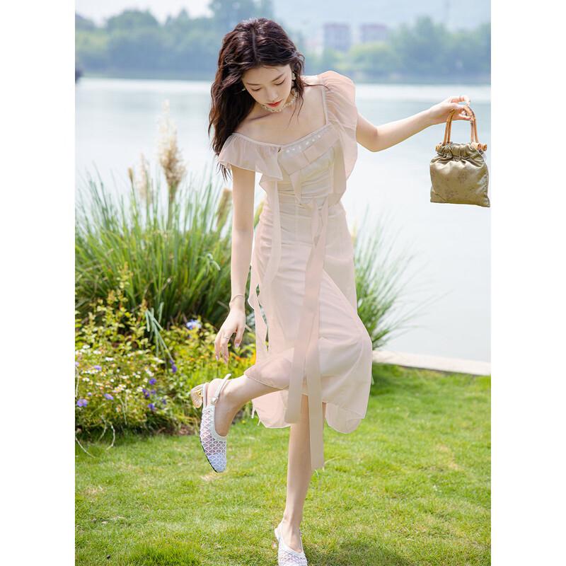 Mokana French Flutter Sleeve Mid-length Dress S