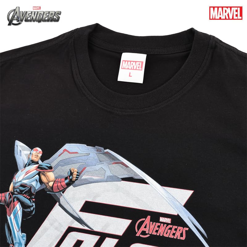 EVERSOUL Marvel T-Shirt, Short Sleeve, Falcon, Captain America, American Comics, Avengers, Gift, Unisex, Black, Size M [Parallel Import]