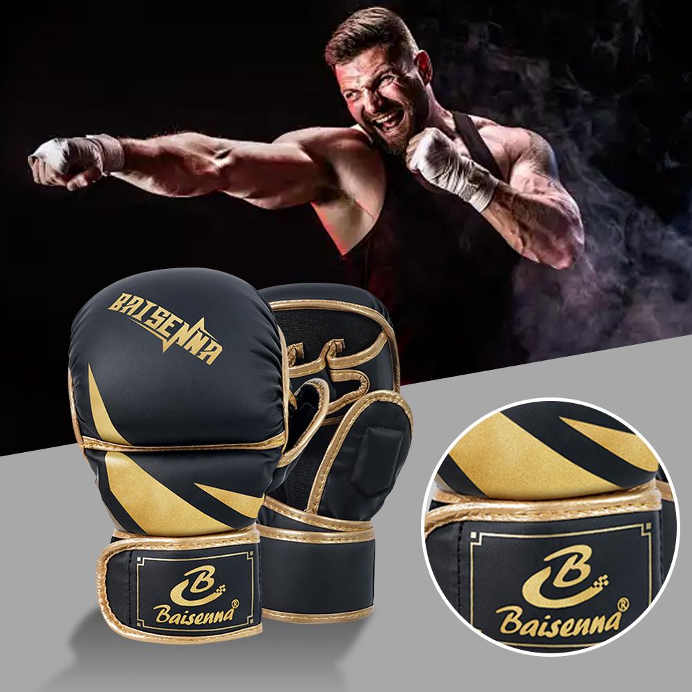 Professional MMA Boxing Gloves Half Finger Sandbag Karate Muay Thai Training Glove PU Thickened Punching Bag Glove for Adult Kid