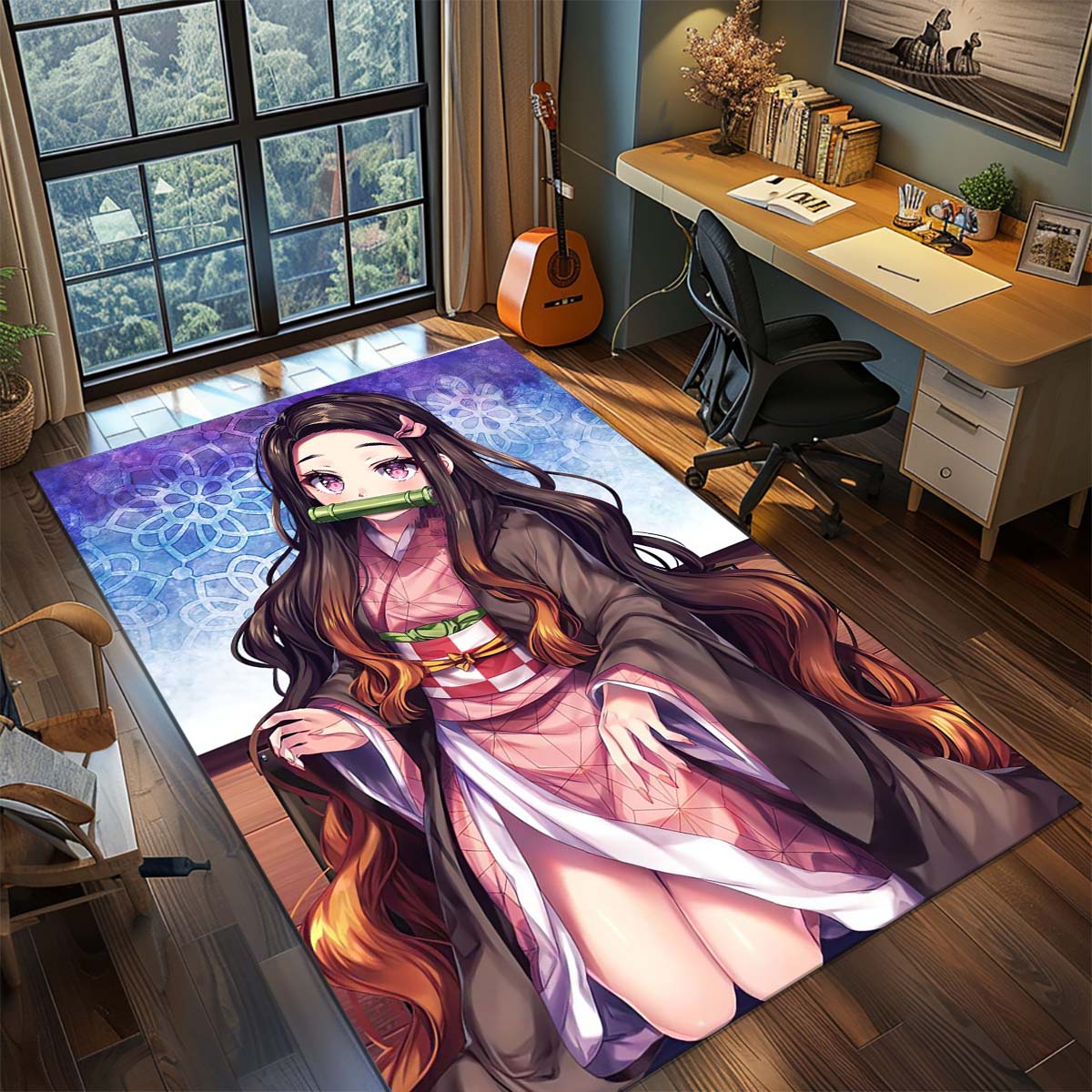 

Demon Slayer Anime Rug Carpet Large Area Rug Non Slip Washable Floor Mat Gamer Room Bedroom Home Decor 60x90cm
