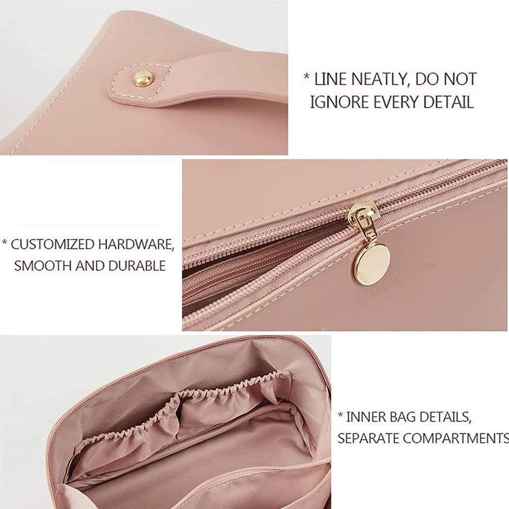 Portable Travel Cosmetic Bag PU Leather Makeup Bag Large Capacity Cosmetic Bag Organizer Toiletry Bags with Handle and