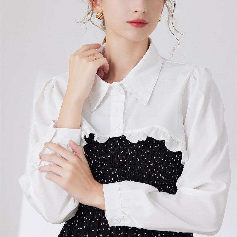 Women's Long Sleeved Shirt Detachable Collar Black Mesh Neckwear Fake Collar Half Shirt Blouse Tops Style False Collar