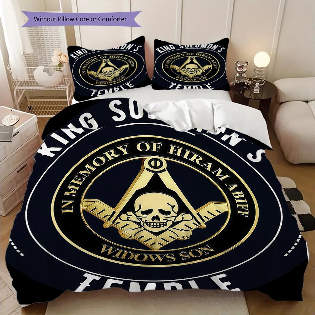 Modern Freemasonry Bedding, Duvet Cover, Pillowcase, Home Decoration, Birthday Gift (1 * Duvet Cover+2 * Pillowcase, Coreless)