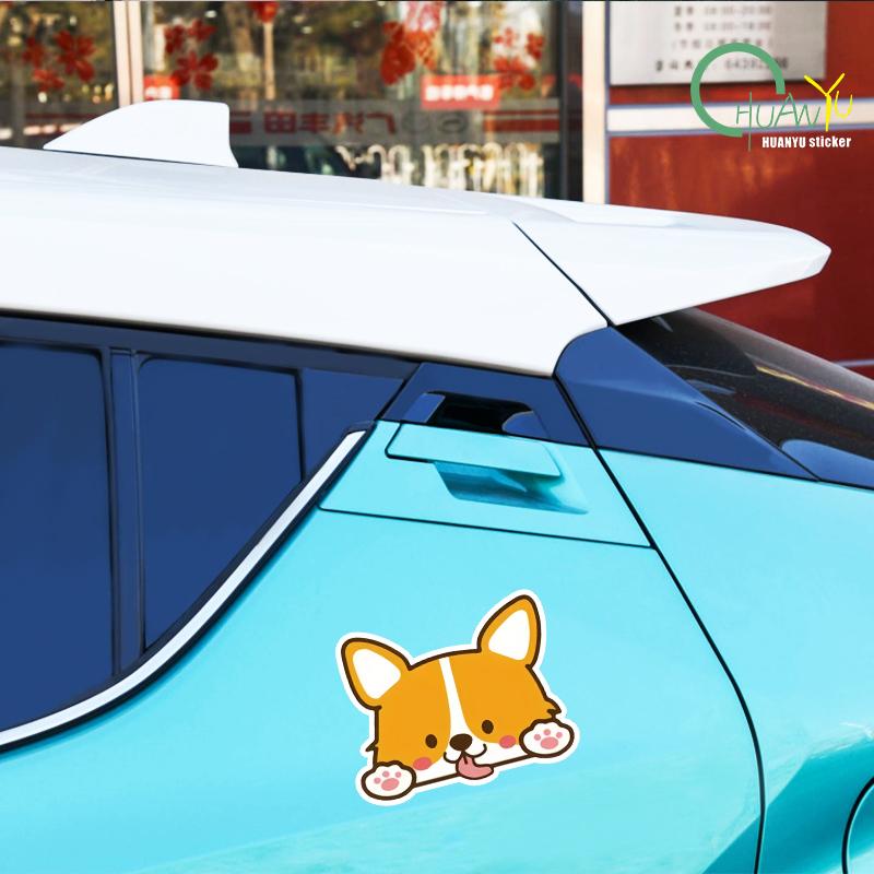 Car Cartoon Car Sticker Corgi Sticker Electric Car Motorcycle Rain Auto Sticker for Window Body Decor Helmet Sticker