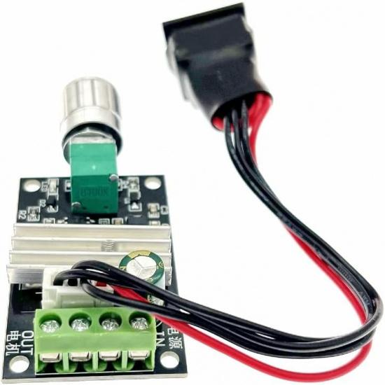 JZK PWM DC Motor Speed Controller Reversible with Switch, 3A 6V 24V 12V PWM Motor Controller with Speed-control Switch, 1203BB DC Voltage Regulator