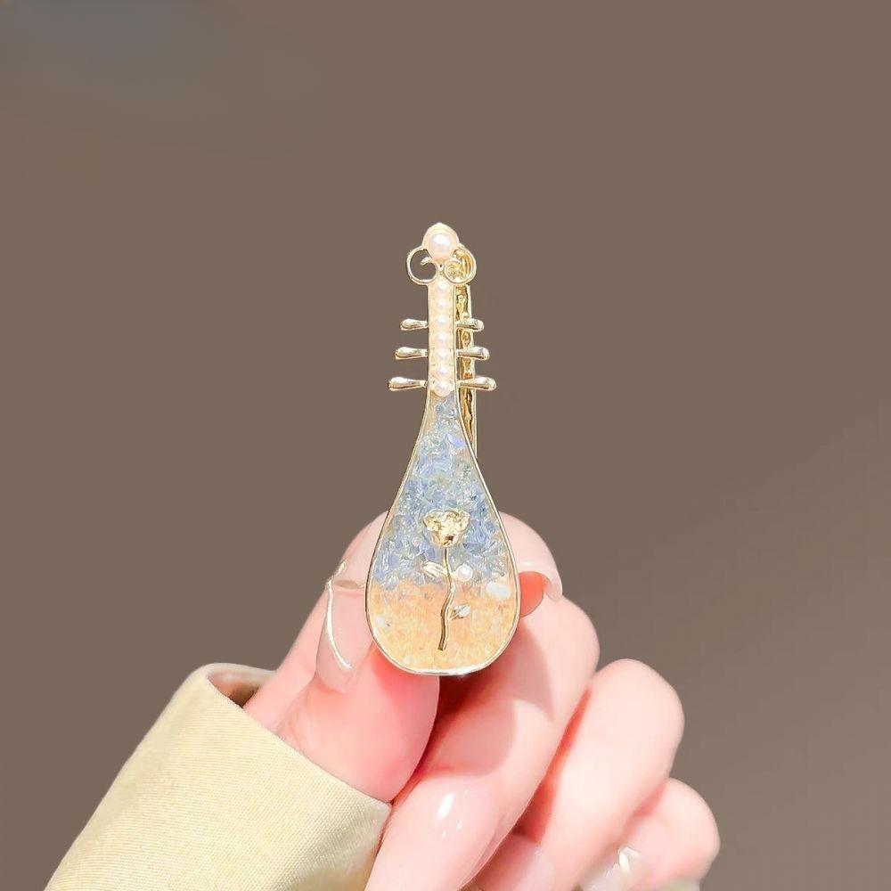 4 Pcs Chinese Pipa Hair Clips, Minimalist Modern Hanfu Side Hair Clips for Flyaways, Bangs, Unique Ancient Style Hairpins for Women