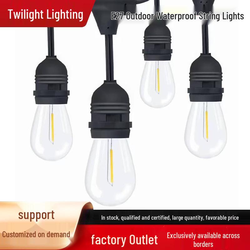 

E27 Waterproof Outdoor String Lights with Hanging Wire for Villa, Courtyard, Restaurant, Party, and Festival Decor - Colored Lights. 5M-10L
