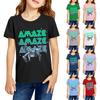 Fashionable Round Neck Short Sleeve Work Clothes Printed Tops For KID Summer Tops