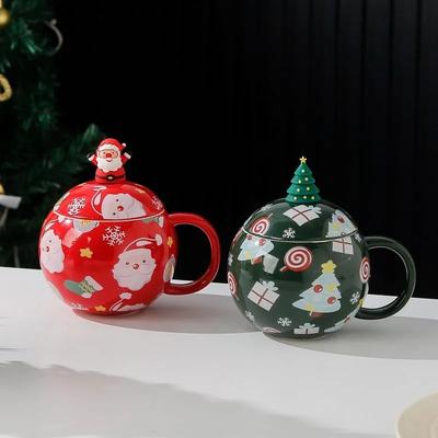 430ml Ceramic Mugs Coffee Cups with Spoon Creative Cartoon Planet Mug Milk Tea Cups Oatmeal Breakfast Mug Drinkware Kitchen
