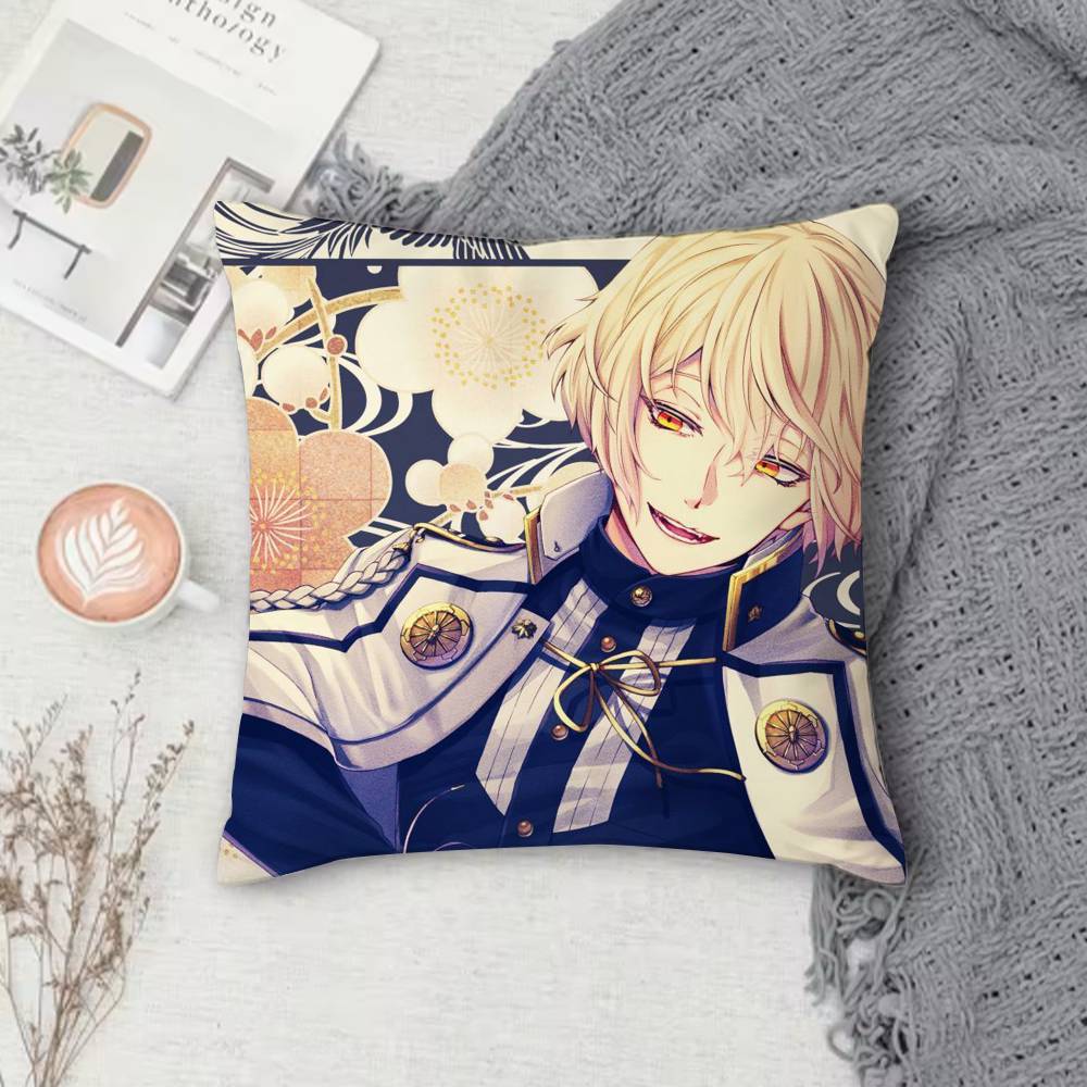 Touken Ranbu Anime Double-Sided Printed Square Pillow Cover Decorative Cushion Cover For Sofa Bedroom Bedside