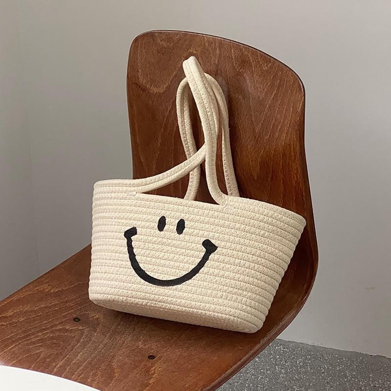 Single-shoulder Straw Woven Bag Hand-woven Beach Vegetable Basket Women s Dumpling