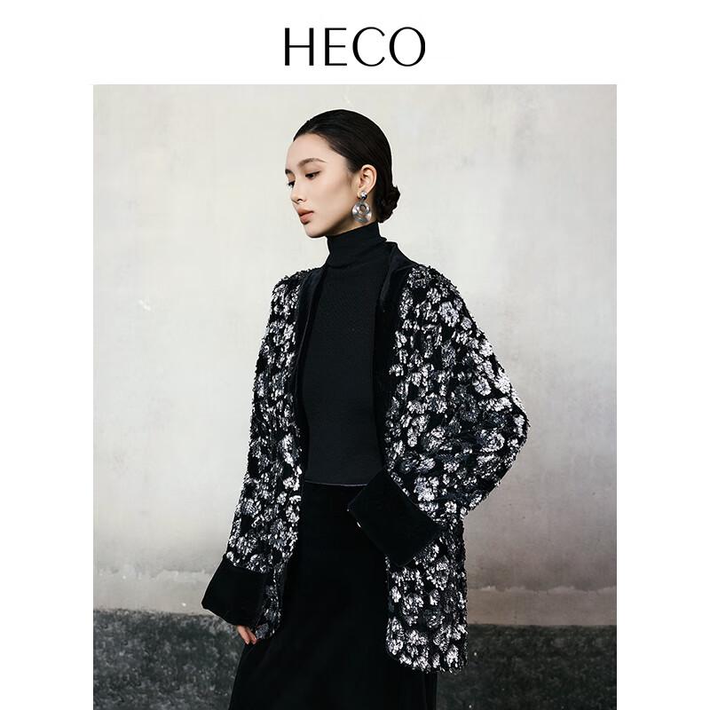 HECO 'Silver Tree Like Frost' New Chinese Sequin Velvet Coat