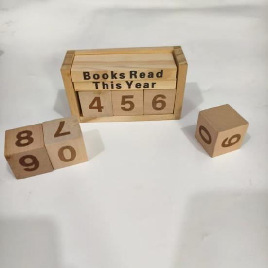 Book Read This Year Counter Wooden Reading Challenge Tracker with Number Cubes Bookshelf Decoration Book Lovers Bookworm Gift