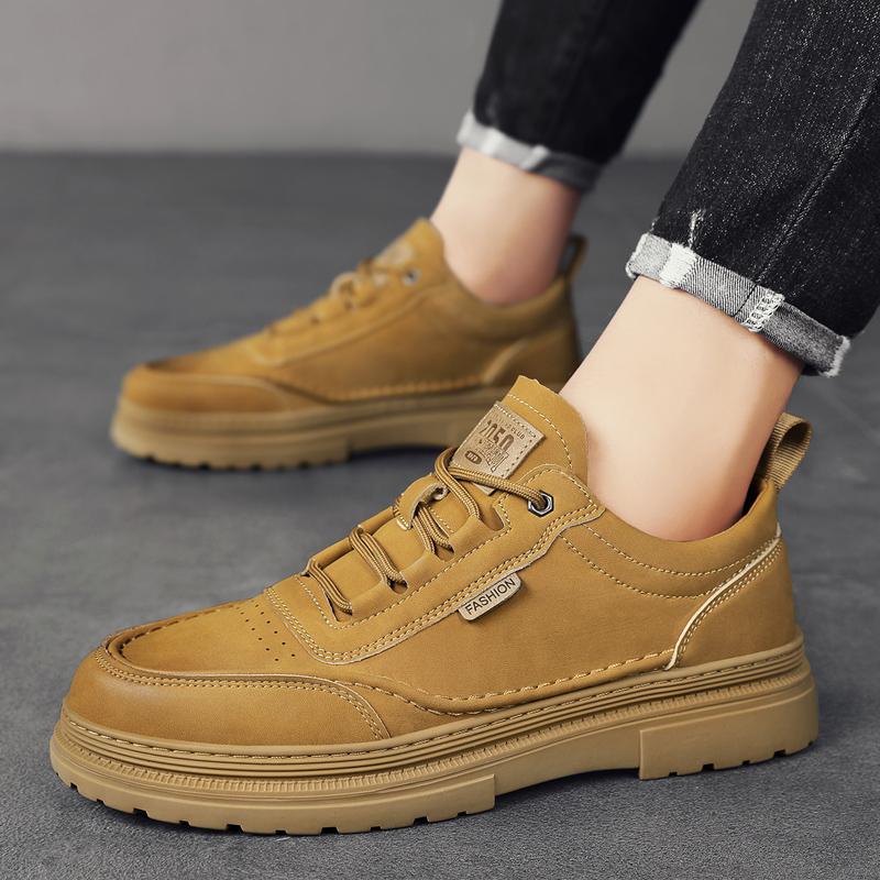Fashion 2024 Autumn New Men's Workwear Shoes Fashion Thick Sole Shoes Street Fashion Oxford Shoes Men's Genuine Leather Casual Shoes