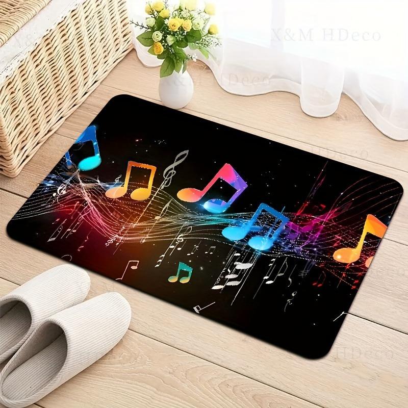 1PC Musical Note Pattern Door Mats Kitchen Rugs Non-Slip Pop Design Bathroom Rugs Bath Mat Carpet for Home Sink Laundry Decor