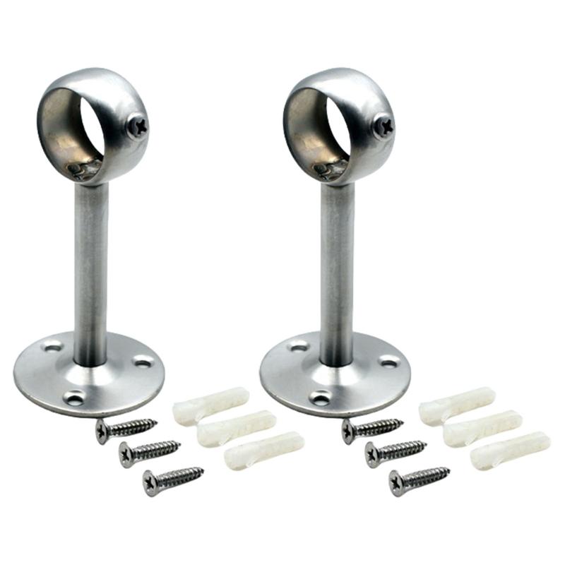 2 pièces Supports de Poteaux de Rideaux de Plafond Robustes en Acier Inoxydable Pour Tiges de 25x100mm Argent/Noir