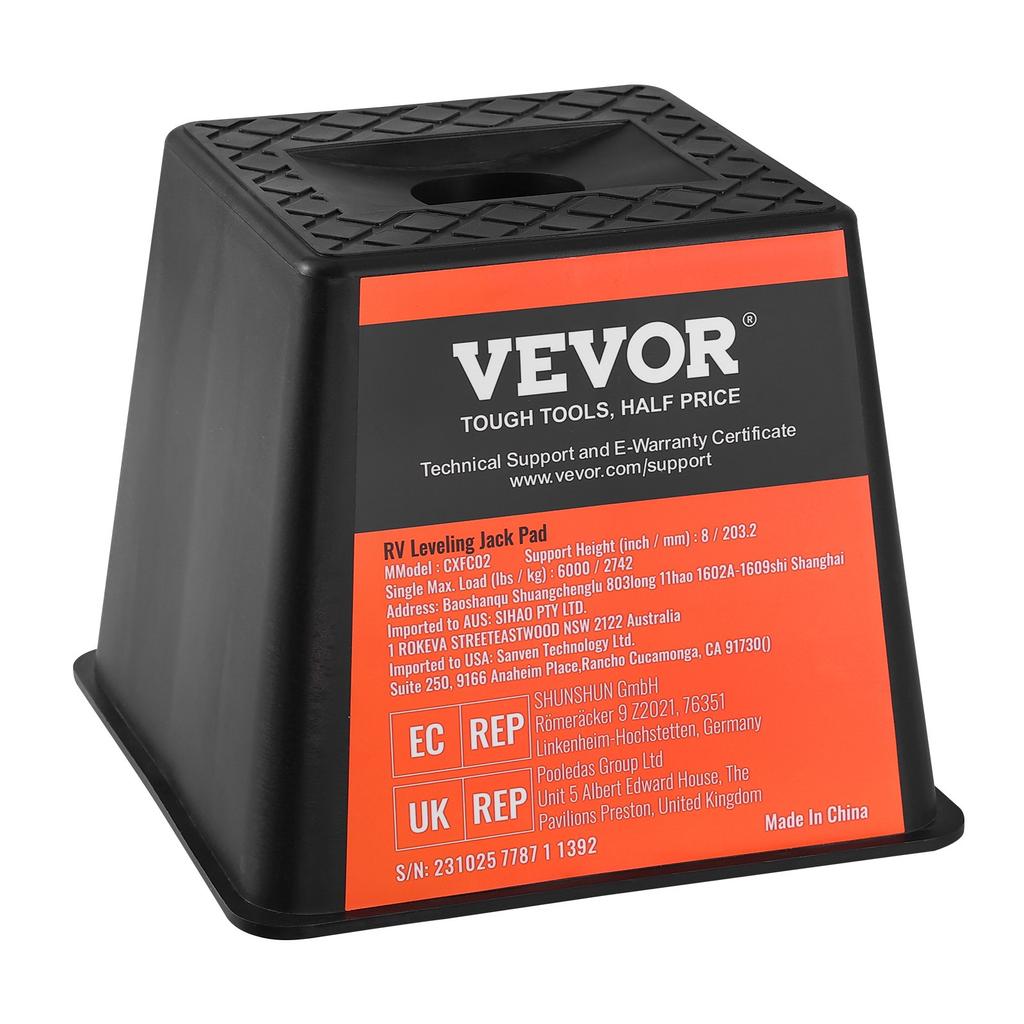 VEVOR Trailer Jack Block, 6000 Lbs Capacity Per RV Leveling Block, High-quality Polypropylene RV Camper Stabilizer Blocks