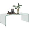 Moderner Couchtisch aus gehärtetem Glas für das Wohnzimmer im Monoblock-Design, 100x50x35 cm, Transparent