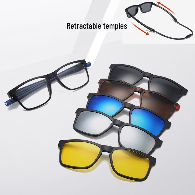 

Telescopic TR Polarized Clip-on Sunglasses - Men s & Women s Driving Myopia Compatible Blue Legs