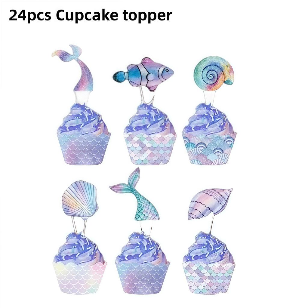 Mermaid Birthday Party Decoration Tableware Set Gradient Mermaid Plates Cups Napkins Balloons For Kids Girls Party Favors Gifts