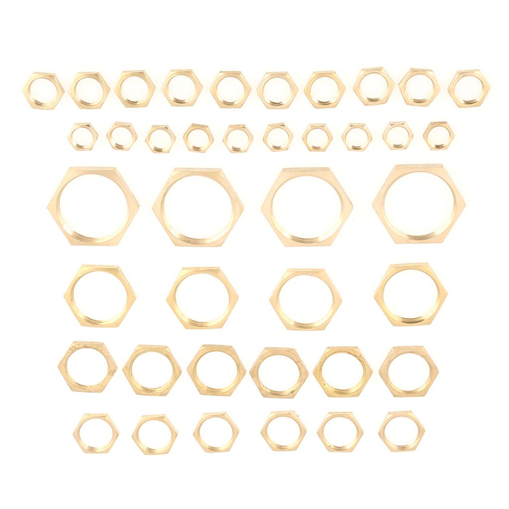 40pcs G18 G14 G38 G12 G34 G1 Thread Pipe Fitting Brass Hex Lock Nuts Thin Nut