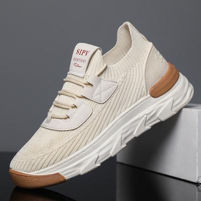 Wiosenne nowe męskie buty sportowe na co dzień latające siatkowe oddychające sznurowane buty studenckie
