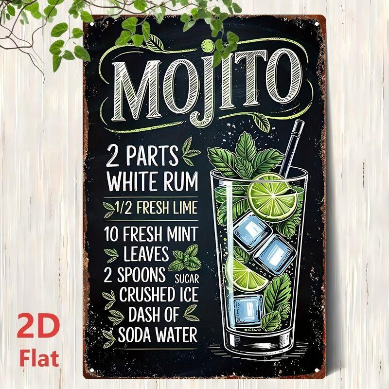 Vintage Drink Theme Metal Wall Panels for Bar Restaurant Kitchen Decor