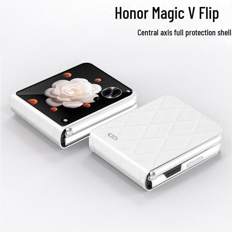 

Совместимый чехол-книжка Honor Magic V из кожи с защитой Diamond-Central Axis Full Cover Honor Magic V Flip белый