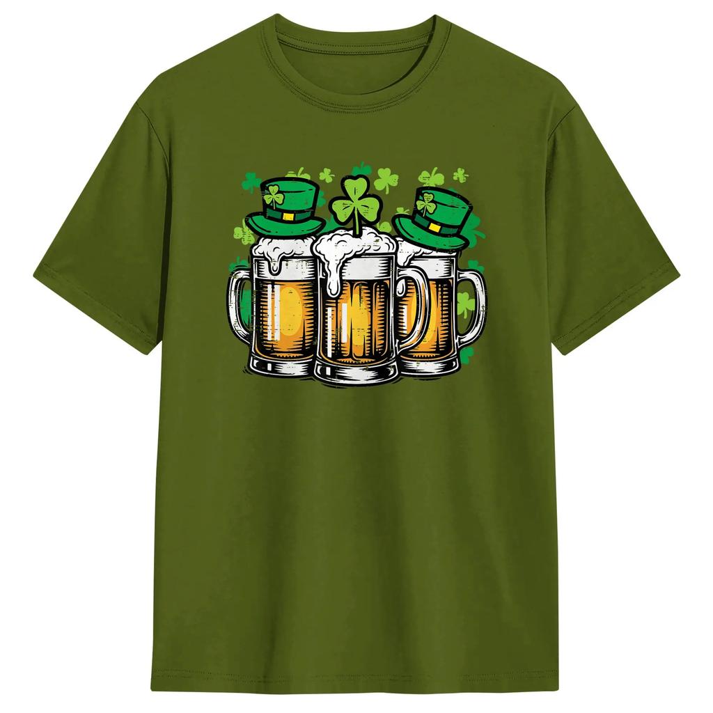 St Patricks Day Beers Funny Irish Pub Saint Paddys TShirts Male Cotton Crew Neck Oversized Clothes Short Sleeve Tshirt