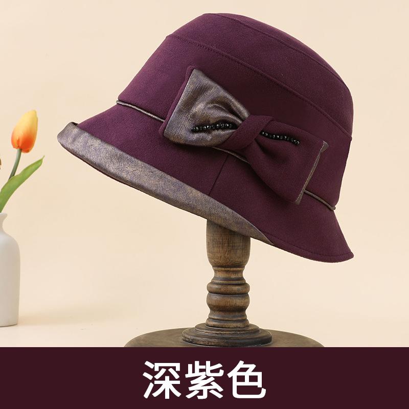 

Осенне-зимняя шляпа-бант, темпераментная новая ретро-шляпа, шляпа для мамы, теплая темпераментная шляпа для бабушки one size fits all темно-фиолетового