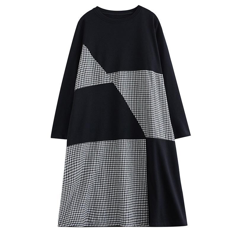 Long sleeve Plus size vintage Plaid new in dresses for women casual loose spring autumn dress