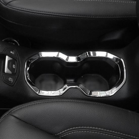Chrome Inner Front Water Cup Holder Cover Trim Ring Frame For Jeep Renegade 16+