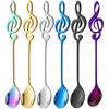 Cuillères à café en acier inoxydable, Note musicale créative, cuillère à lait, crème glacée, cuillère à Dessert, vaisselle