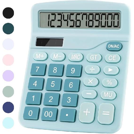 Office Desk Calculator - Dual Power Simple Financial Calculator with Big Button Large Display for Office, Home & School (Black)