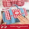 Sweet Grid Pencil Case Portable Pen Organizer Pouch Cute Stationery Organizer  Office Use
