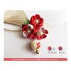 Red Tsumami Zaiku Flower Hair Clip with Bell - Japanese Traditional Hair Accessory for Kimono, Yukata, Furisode, Coming-of-Age Ceremony,