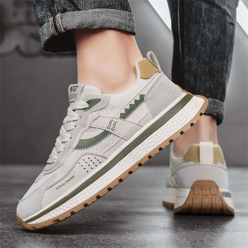 

Мода 2025 Новые летние мужские сетчатые дышащие повседневные спортивные туфли для улицы, ходьбы, модный тренд, удобные кроссовки на толстой подошве 39 бежевый