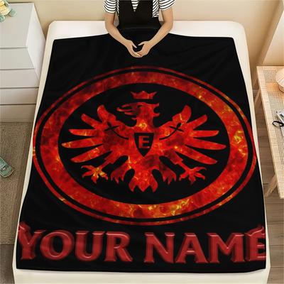 1 Stück Individueller Name Frankfurt Fußball Gemustert Flanell Decke Geeignet für Alle Jahreszeiten für Heimdekor Wärme und Komfort Geschenke Feiertagsgeschenk_xia