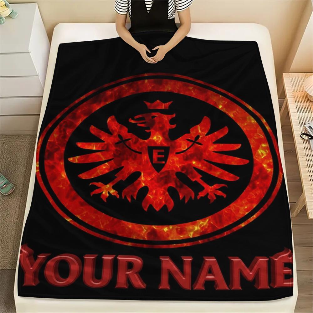 1PC Custom Name frankfurt football Patterned Flannel Blanket Suitable For All Seasons for Home Decor Warmth and Comfort Gifts Holiday Present_xia