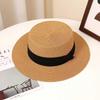 Women's Flat-Brim Straw Hat with Bow - Stylish Sun Protection for Beach & Photography Vacations