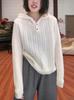 Women's Cashmere Cable Knit Hooded Wool Sweater: Henley Button, Loose Pullover for Autumn and Winter.
