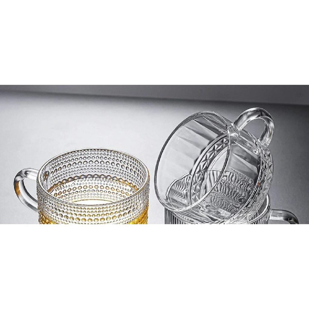 Taza de Desayuno de Vidrio Vintage Transparente Leche Avena Hogar Jugo Avena Tazas de Café con Asa Cristalería Transparente