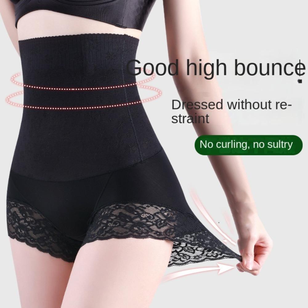 

Lace Flower Tummy Control Underwear High Waist Body Shaping Underpants Butt Lifting Panties Ladies L чорний